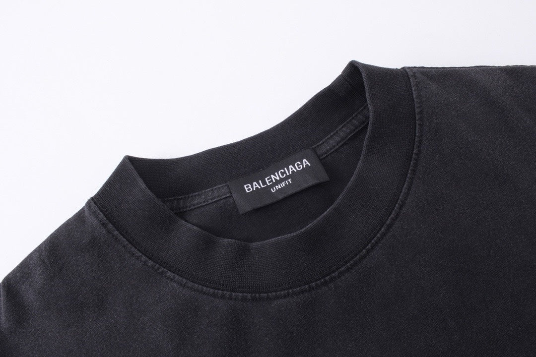 BALENCIAGA BB刺繡水洗作舊長袖T