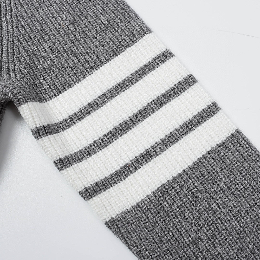 ThomBrowne 四條紋套頭長袖圓領毛衣