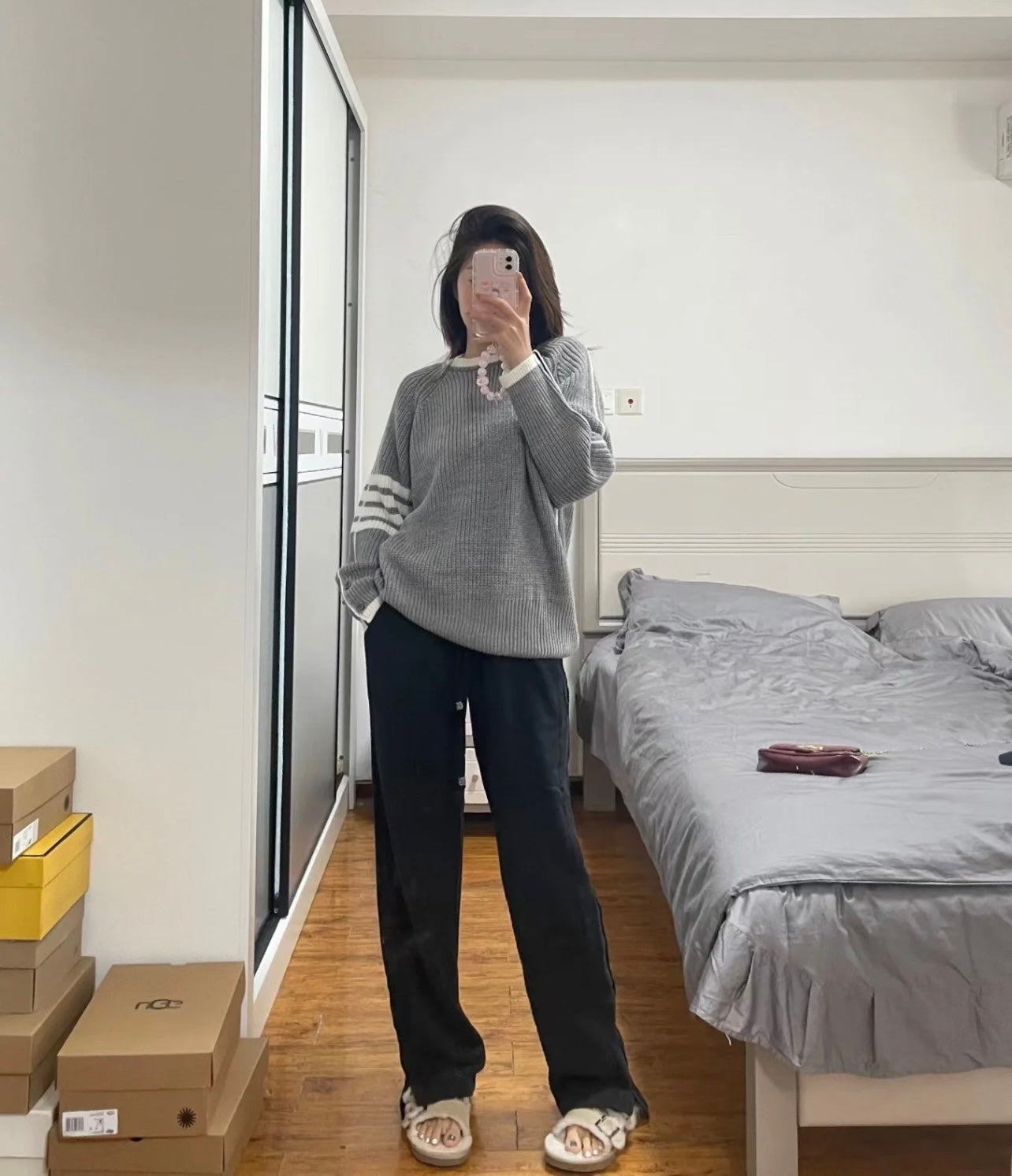 ThomBrowne 四條紋套頭長袖圓領毛衣