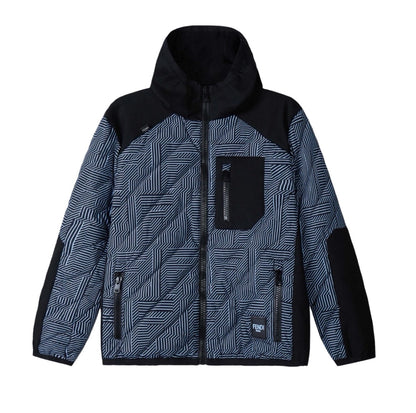 FENDI 黑藍滿印FF拼接口袋棉服