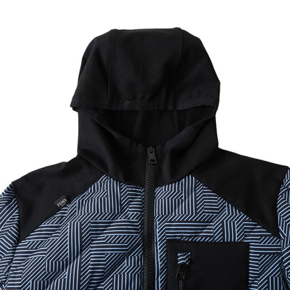 FENDI 黑藍滿印FF拼接口袋棉服