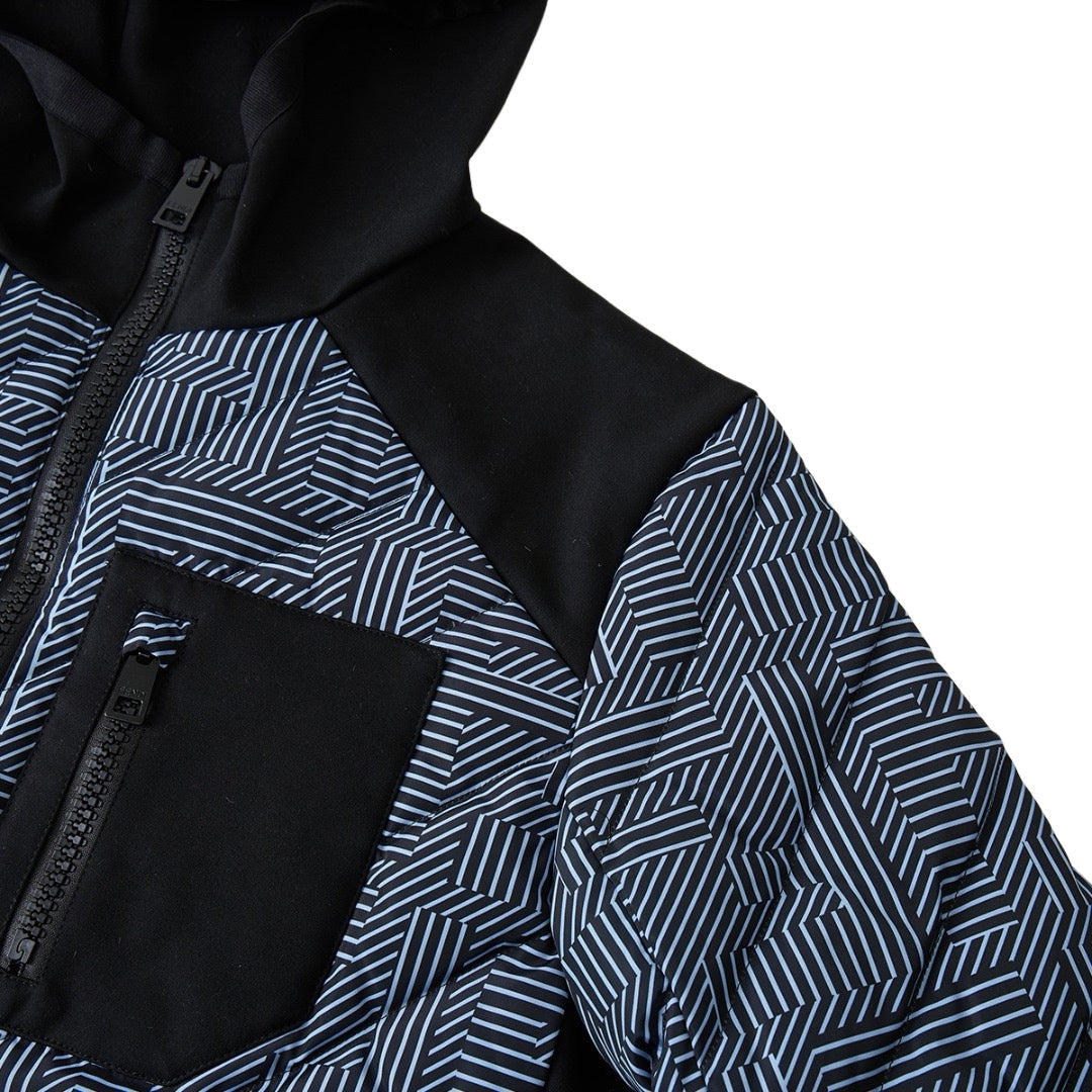 FENDI 黑藍滿印FF拼接口袋棉服