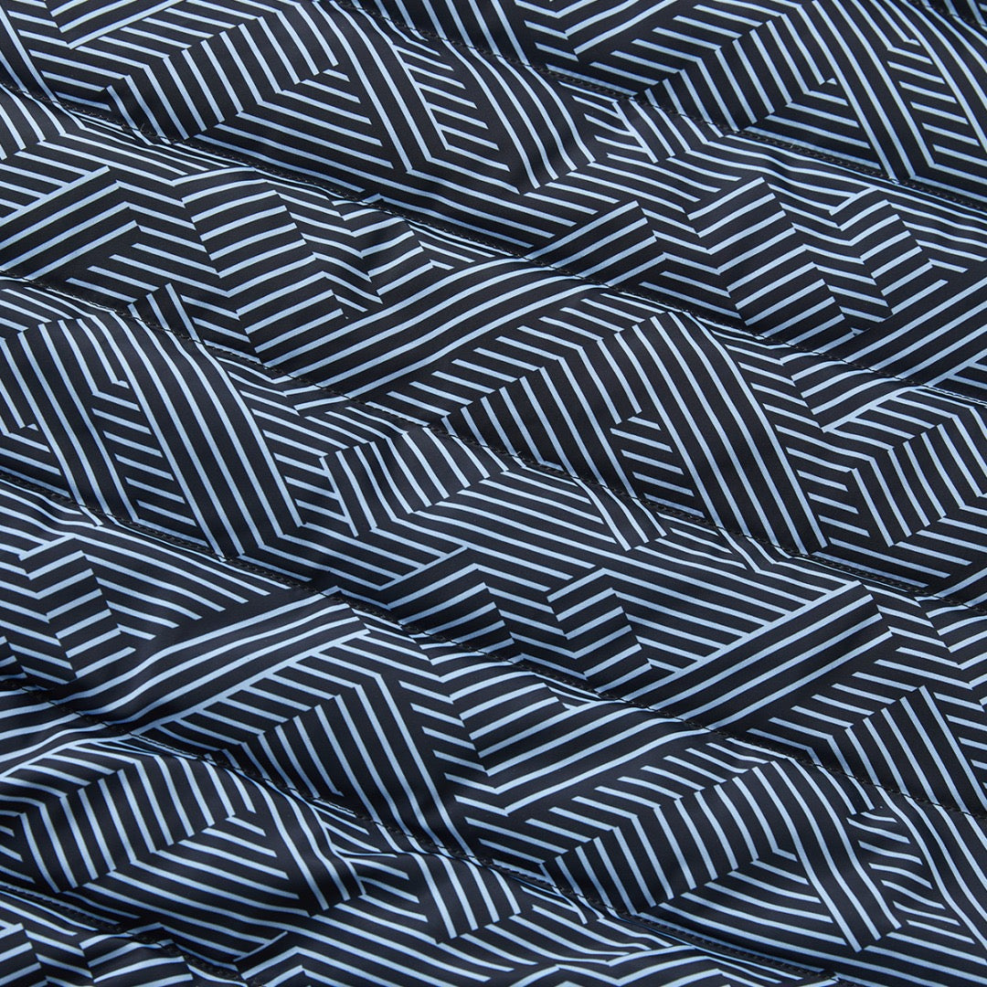 FENDI 黑藍滿印FF拼接口袋棉服