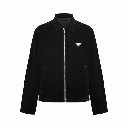 PRADA 三角標天鵝絨外套