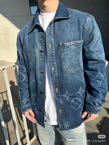 LV 哈比漸層老花牛仔外套