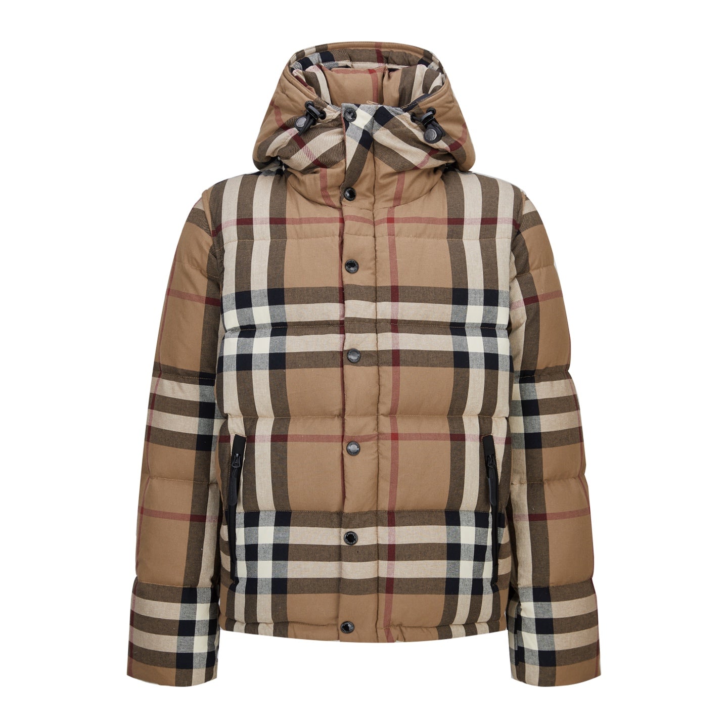 BURBERRY 拆袖大格紋羽絨服