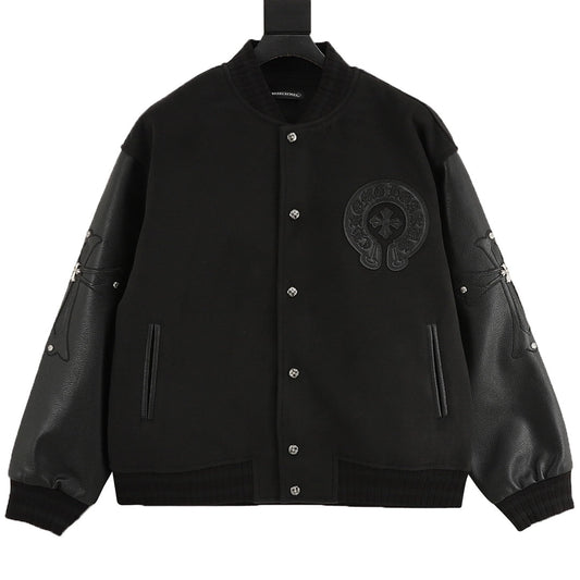 CHROME HEARTS 十字架貼皮拼接棒球服夾克外套