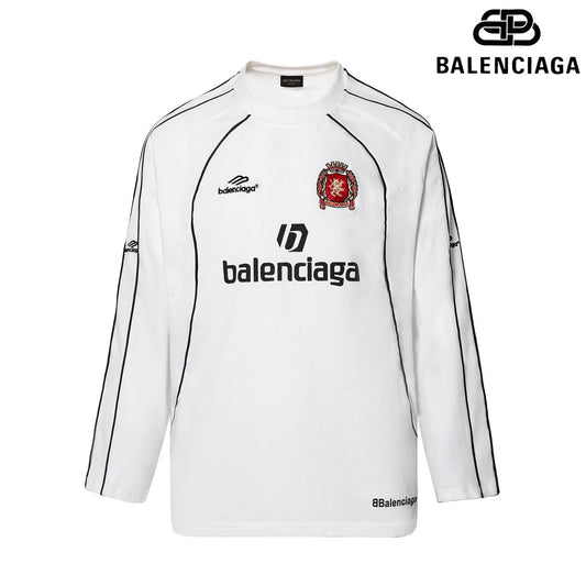 BALENCIAGA 聯名足球運動球衣長袖T (白)