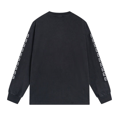 BALENCIAGA BB刺繡水洗作舊長袖T