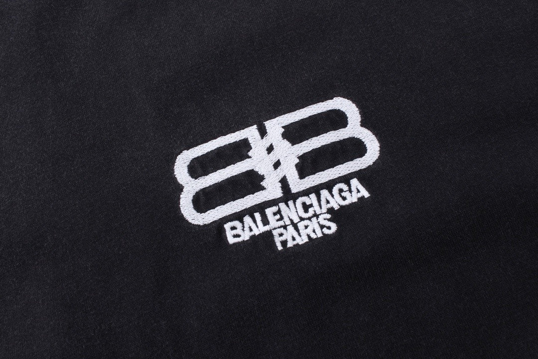 BALENCIAGA BB刺繡水洗作舊長袖T