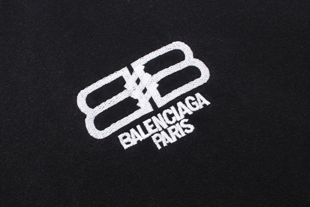BALENCIAGA BB刺繡連帽衛衣 (黑)