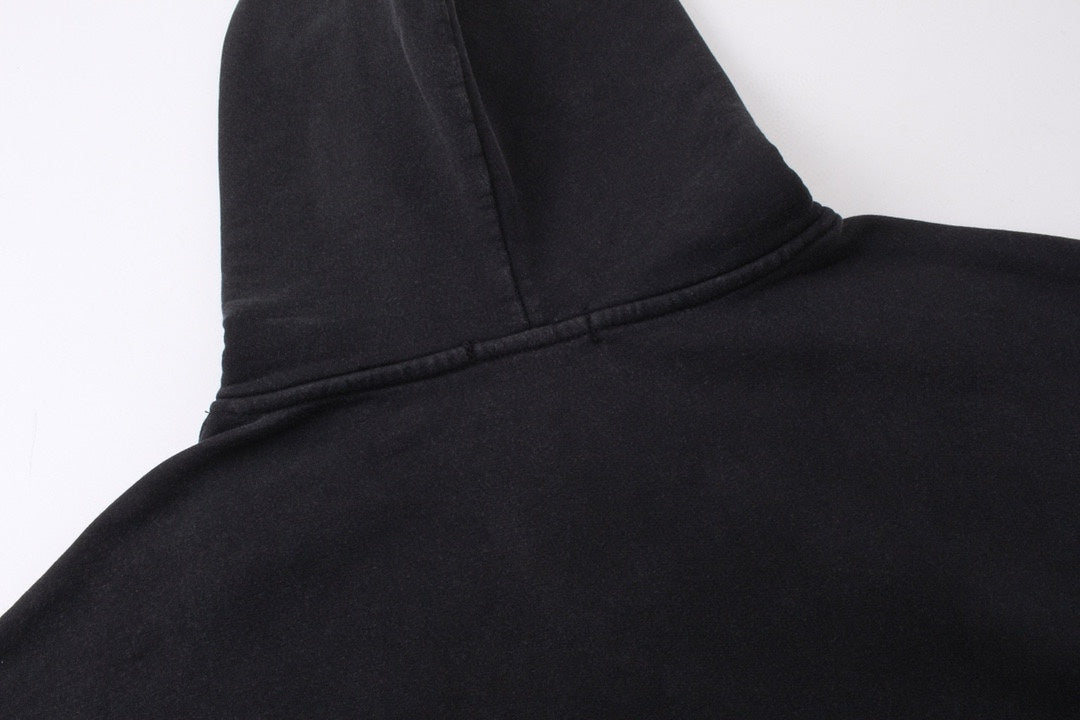 BALENCIAGA BB刺繡連帽衛衣 (黑)