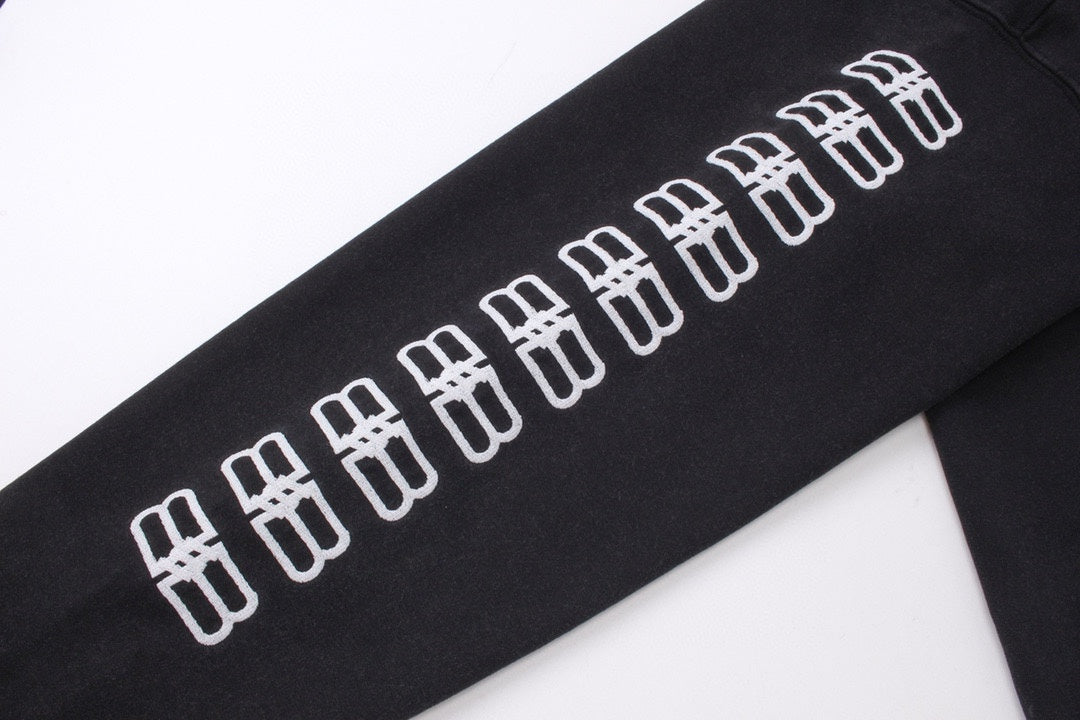 BALENCIAGA BB刺繡連帽衛衣 (黑)