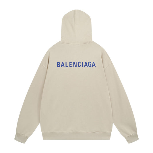 BALENCIAGA 前後經典字母印花連帽衛衣 (米杏色)