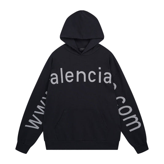 BALENCIAGA 網址刺繡字母大LOGO長袖T (黑)