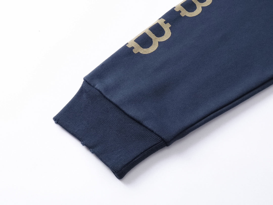 BALENCIAGA 泥巴手繪磨爛洗水做舊長袖連帽衛衣 (藍色)