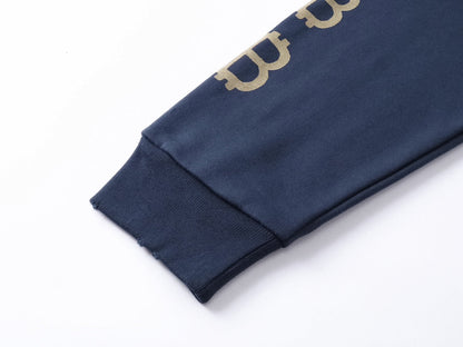 BALENCIAGA 泥巴手繪磨爛洗水做舊長袖連帽衛衣 (藍色)