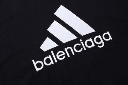 BALENCIAGA X Adidas前面經典LOGO組合刺繡長袖T (黑)