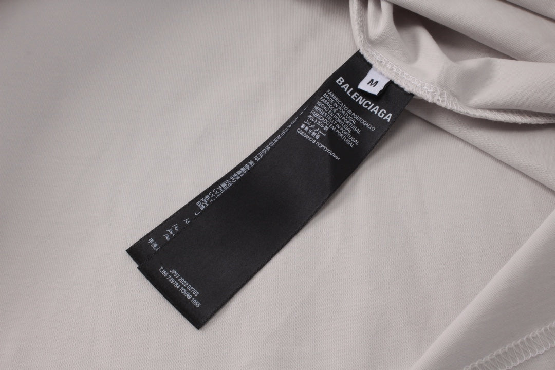 BALENCIAGA 模糊字母LOGO印花成衣磨爛長袖T (白)