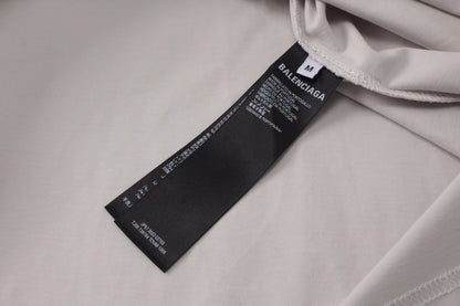 BALENCIAGA 模糊字母LOGO印花成衣磨爛長袖T (白)
