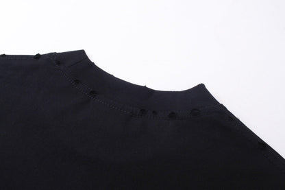 BALENCIAGA 模糊字母LOGO印花成衣磨爛長袖T (黑)