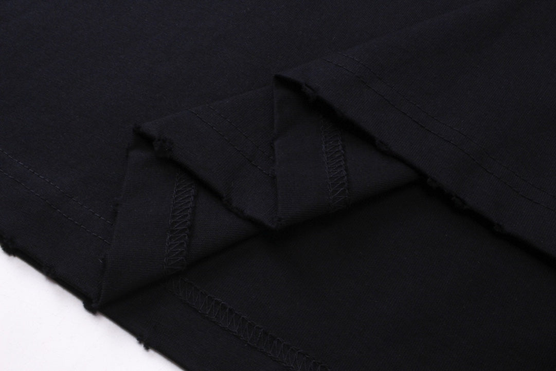 BALENCIAGA 模糊字母LOGO印花成衣磨爛長袖T (黑)