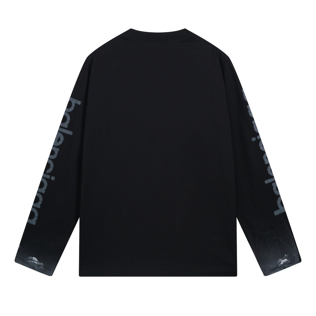 BALENCIAGA 3M字母塗鴉長袖T (黑)