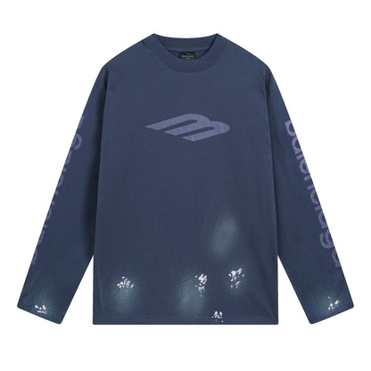 BALENCIAGA 3M字母塗鴉長袖T (藍)