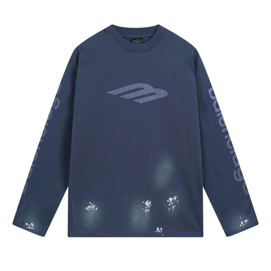BALENCIAGA 3M字母塗鴉長袖T (藍)
