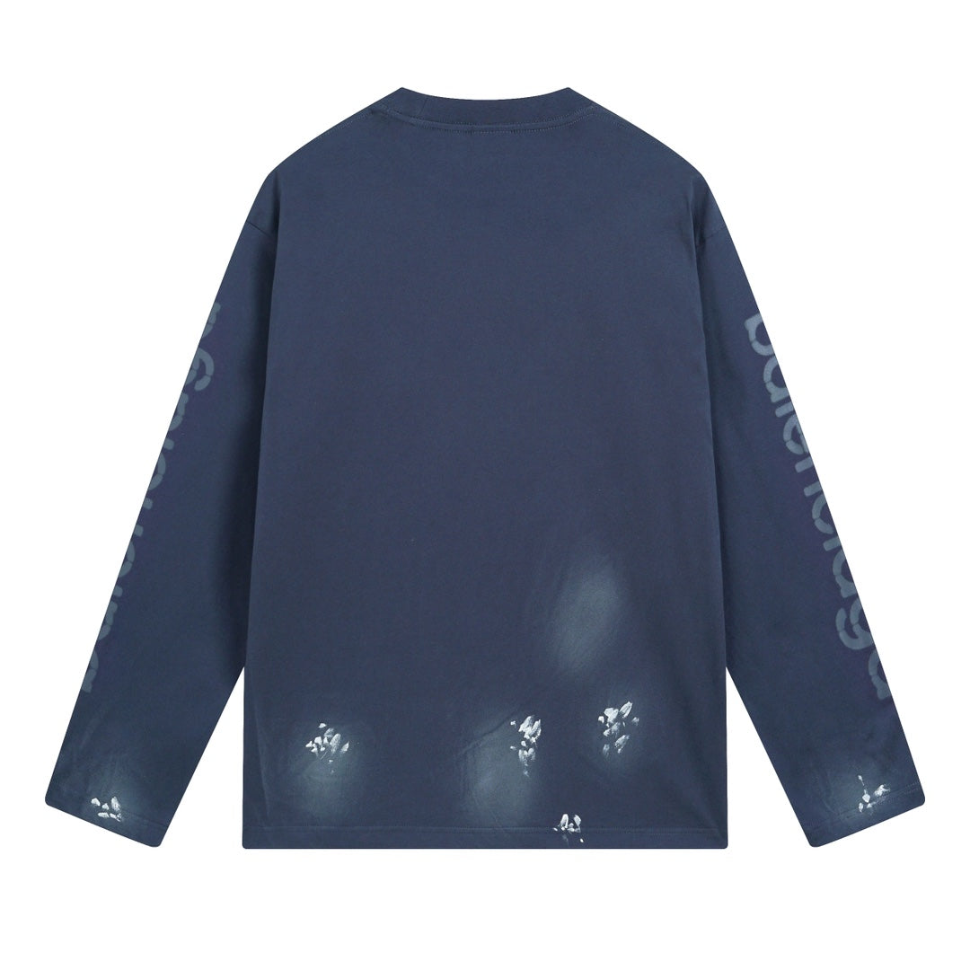 BALENCIAGA 3M字母塗鴉長袖T (藍)