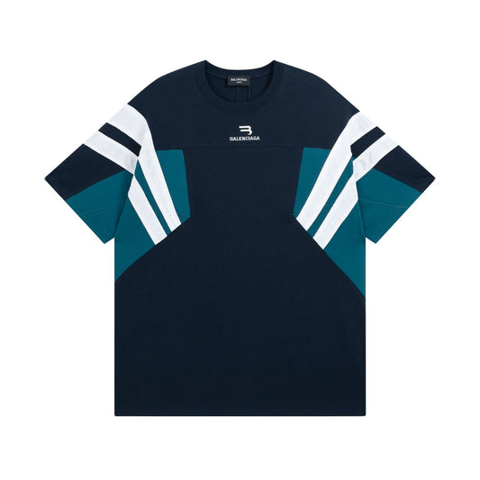 BALENCIAGA LOGO胸前繡花多位拼接短袖T
